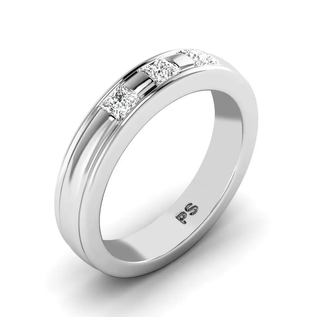 0.40 CT Princess Cut Lab Grown Diamonds - Mens Wedding Band