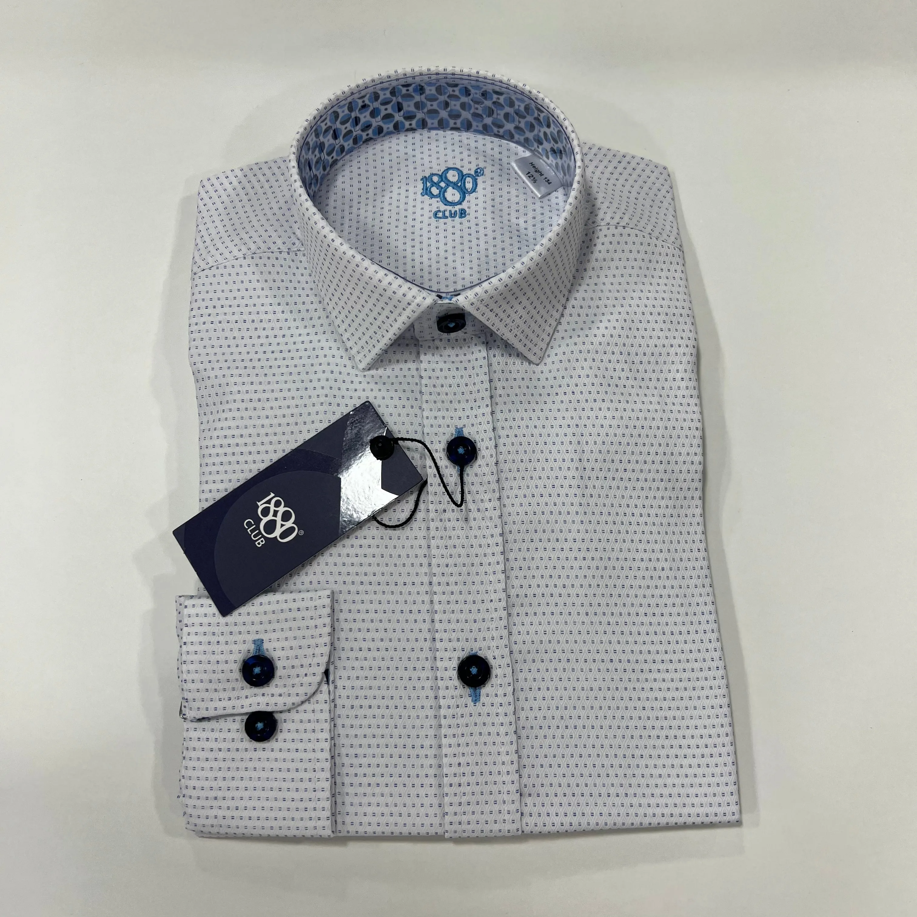 1880 Club Boys White Shirt With Blue Pattern 131-25417/23