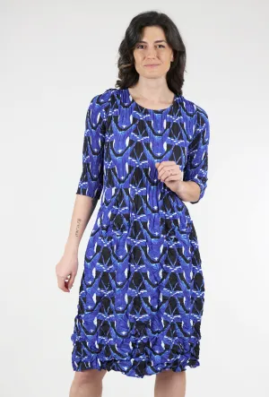 3/4-Sleeve Smash Dress, Blue Fly