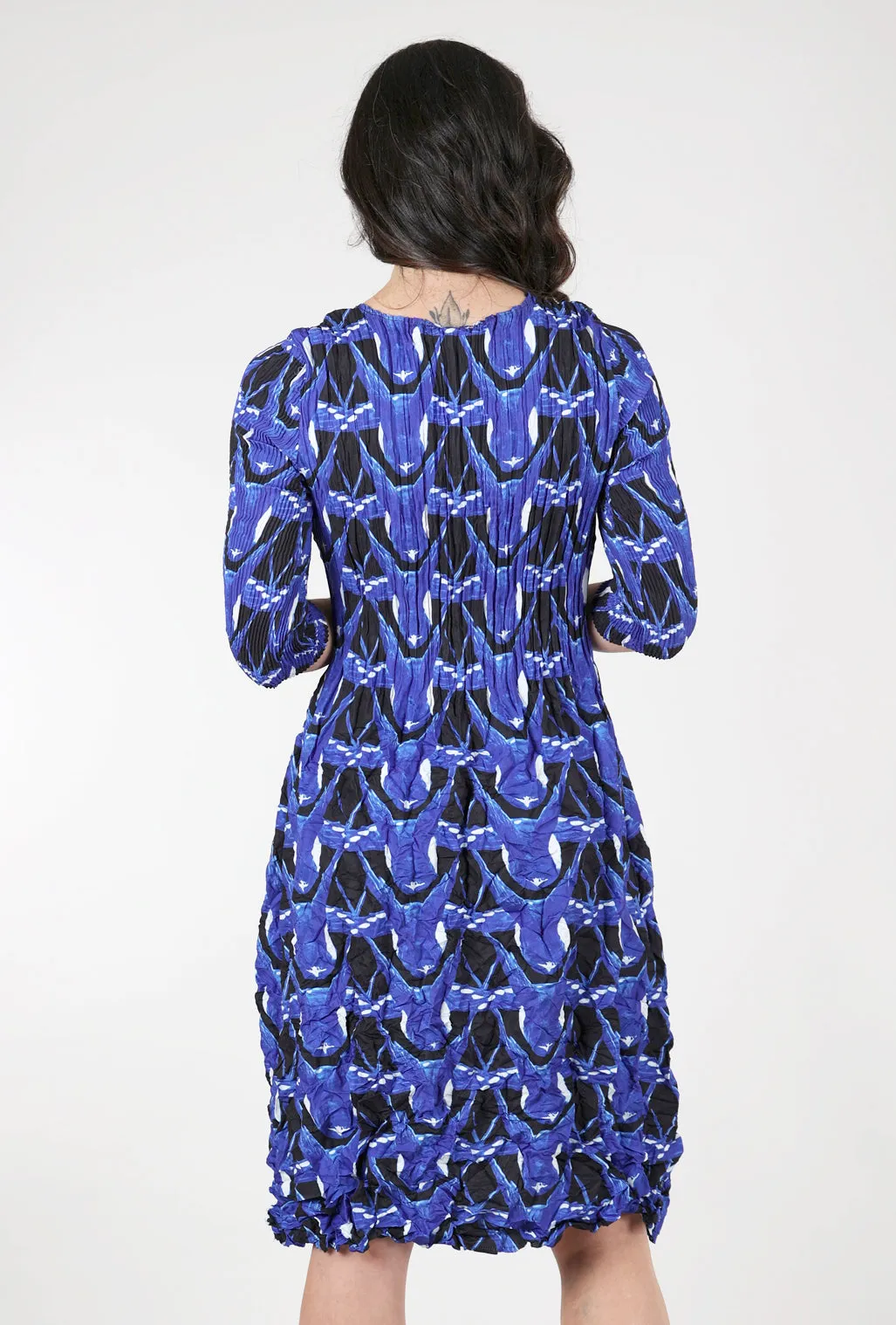 3/4-Sleeve Smash Dress, Blue Fly