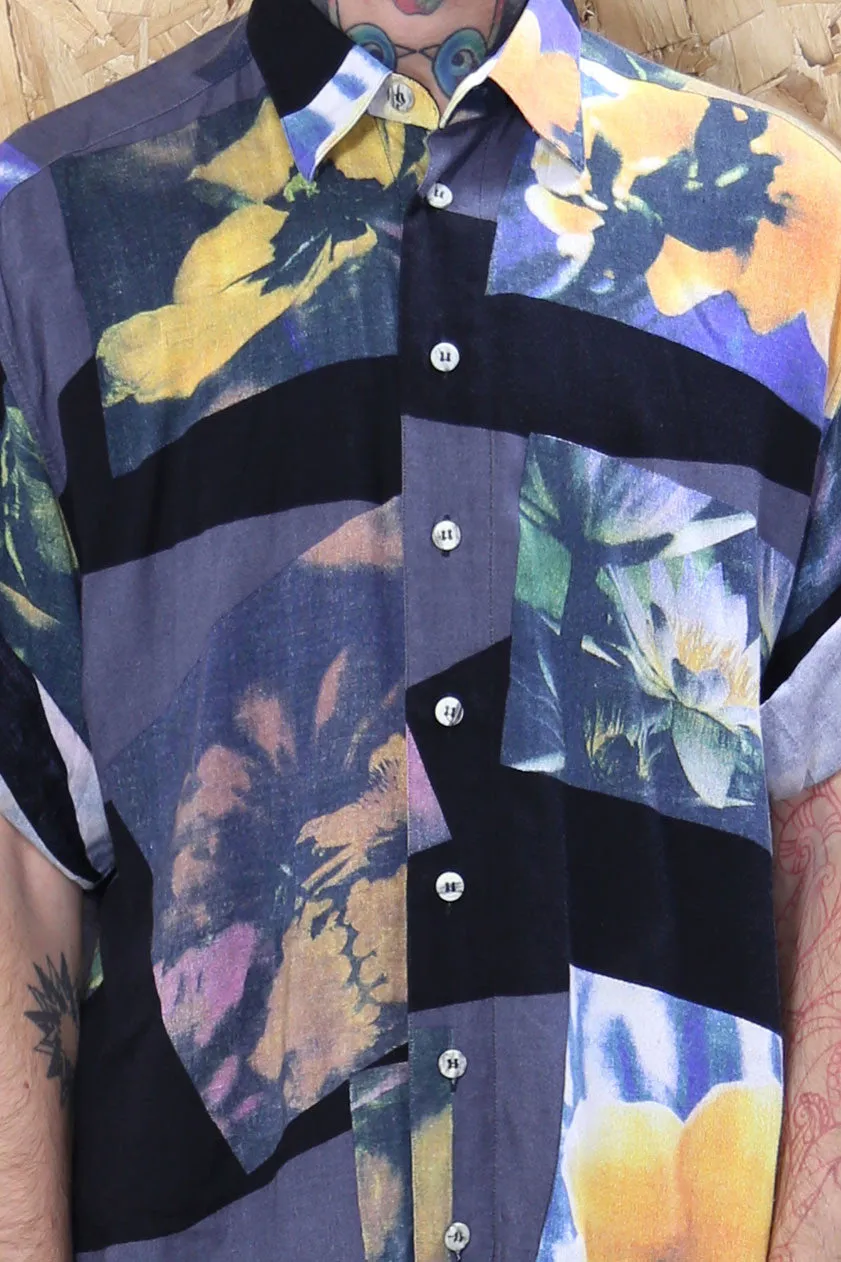 90s Short Sleeved Flower Photo Print Shirt