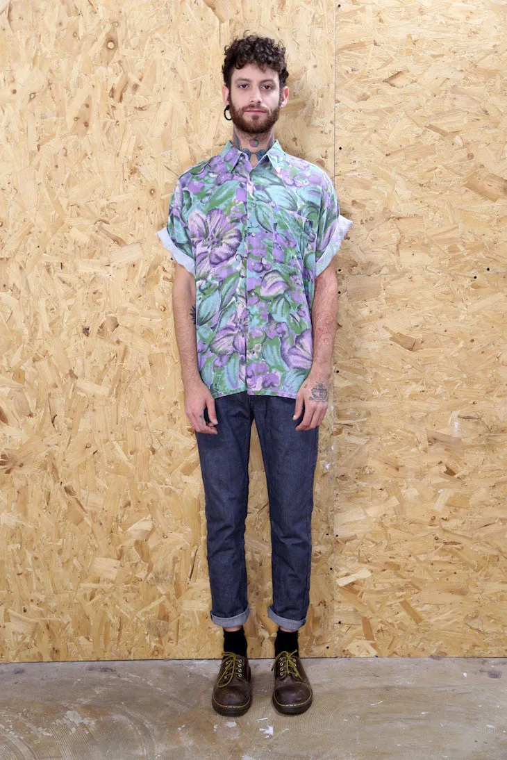 90s Short Sleeved Shirt in Floral Pattern