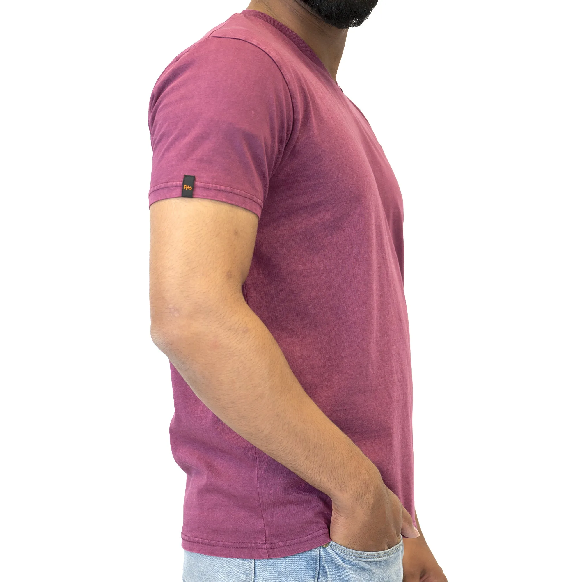 Acid Wash Maroon V-Neck