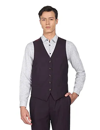 Arrow Men Wine Reversible Waistcoat Three Piece Suit