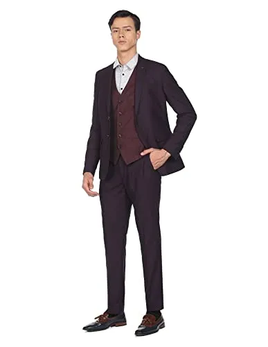 Arrow Men Wine Reversible Waistcoat Three Piece Suit