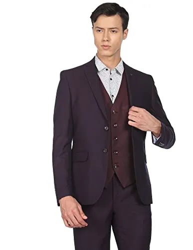 Arrow Men Wine Reversible Waistcoat Three Piece Suit