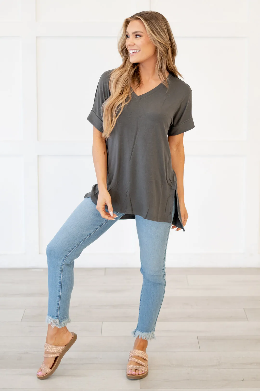 Baby Bliss High Low Hem V Neck Top