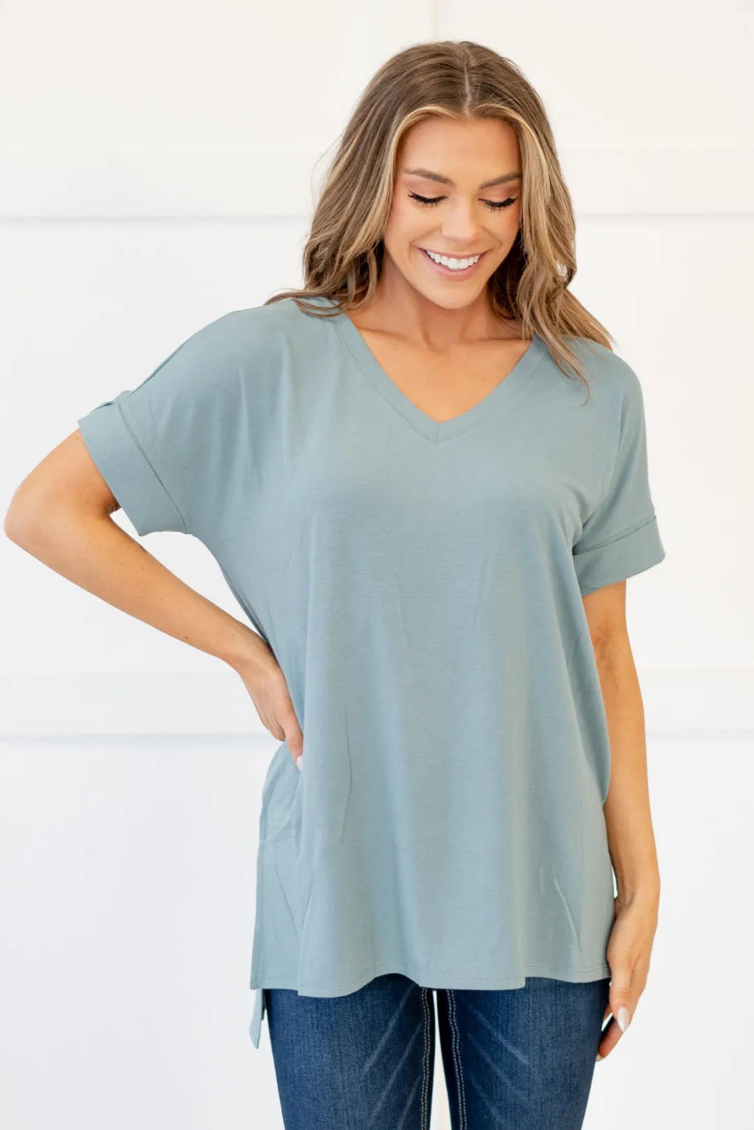 Baby Bliss High Low Hem V Neck Top