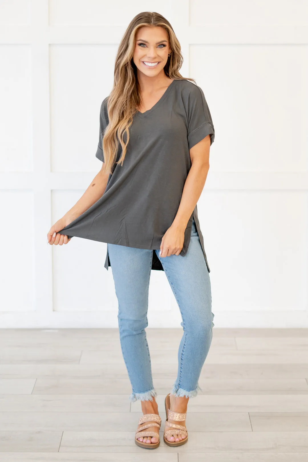 Baby Bliss High Low Hem V Neck Top