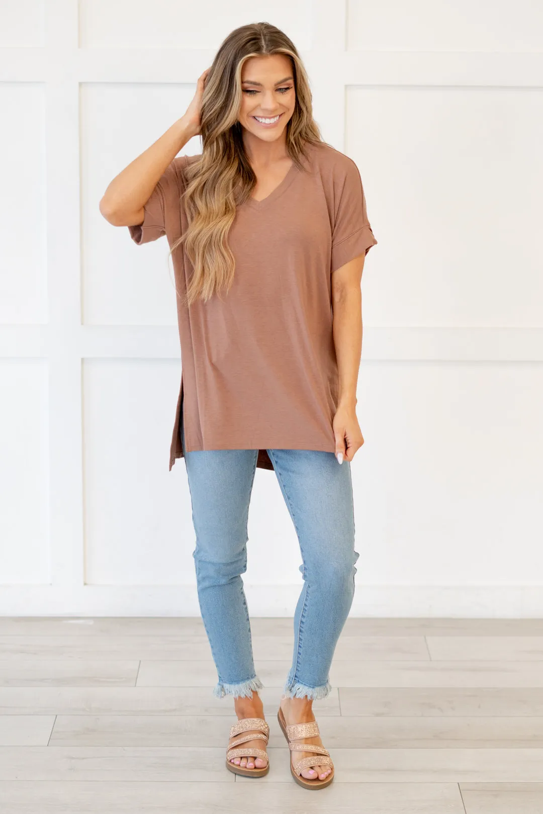 Baby Bliss High Low Hem V Neck Top