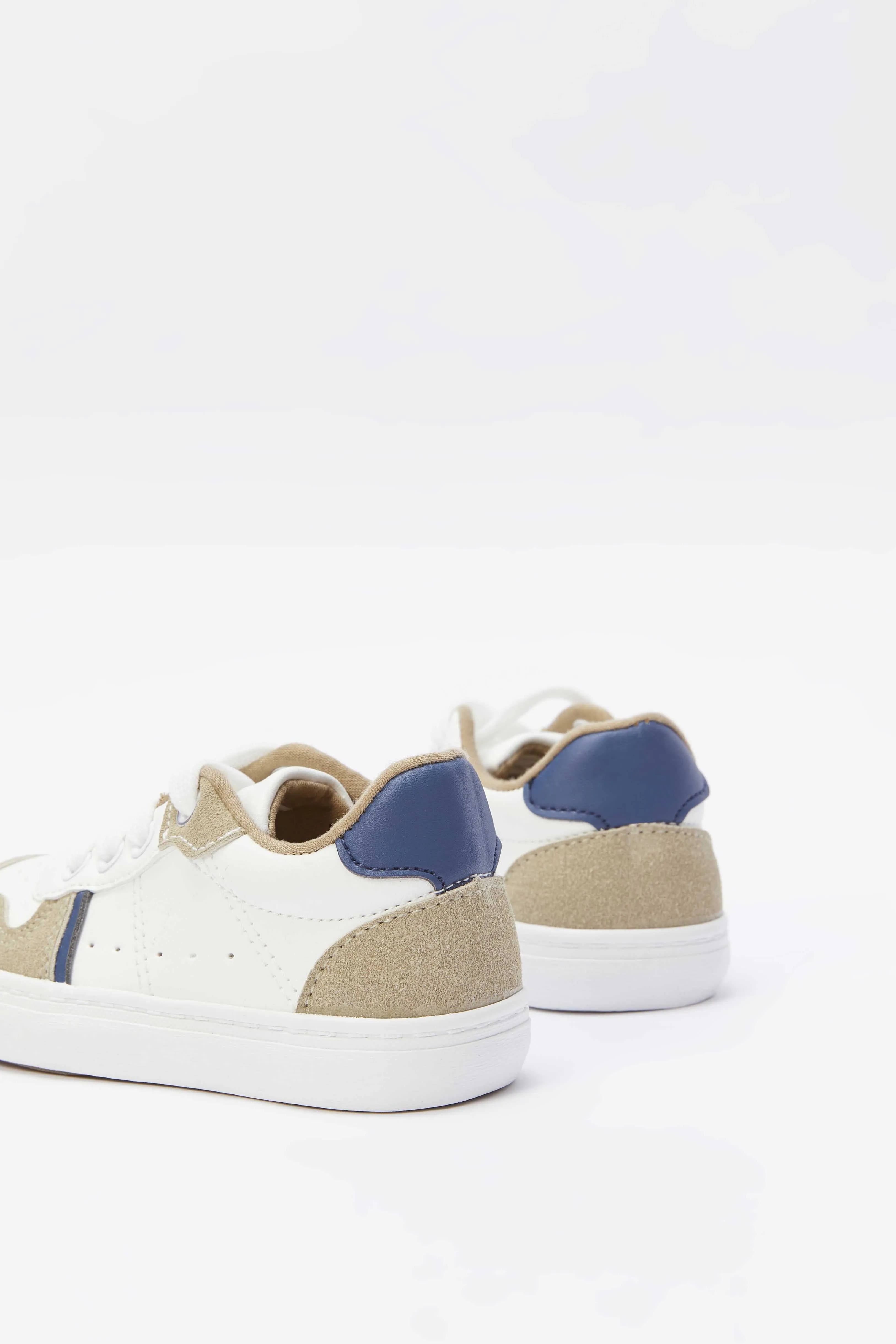 Baby Boys White And Beige Lace-Up Sneakers