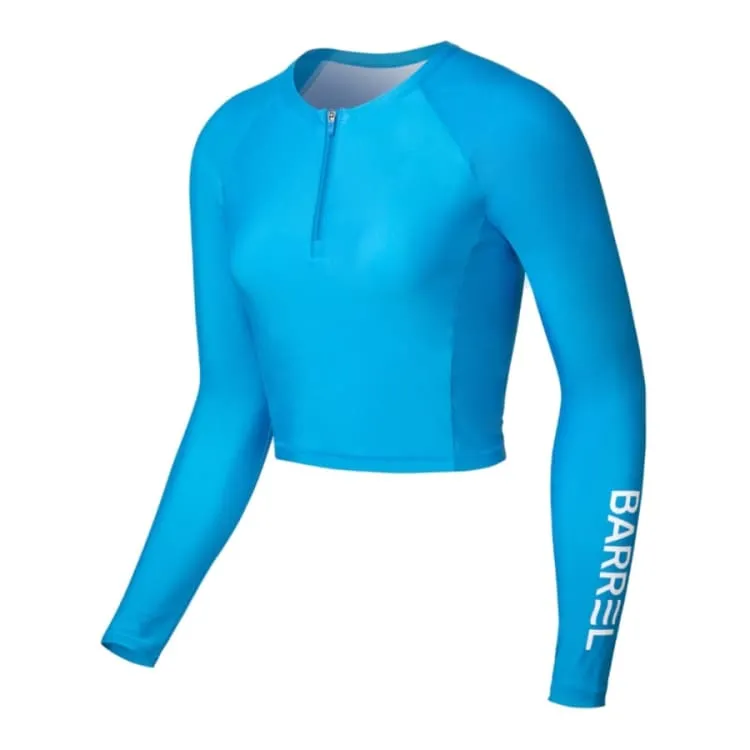 Barrel Womens Ocean Crop ZipUp Rashguard-BLUE