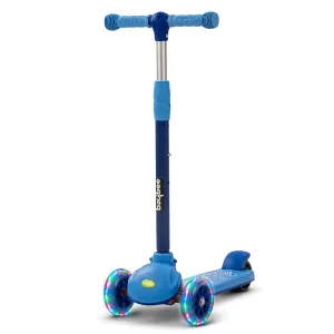 Baybee Blaze Storm Skate Scooter for Kids, 3 Wheel Kids Scooter with 3 Height Adjustable Handle, Kick Scooter with LED PU Wheels & Brake | Runner Scooter for Kids 2-10 Years Boys Girls (Blue)