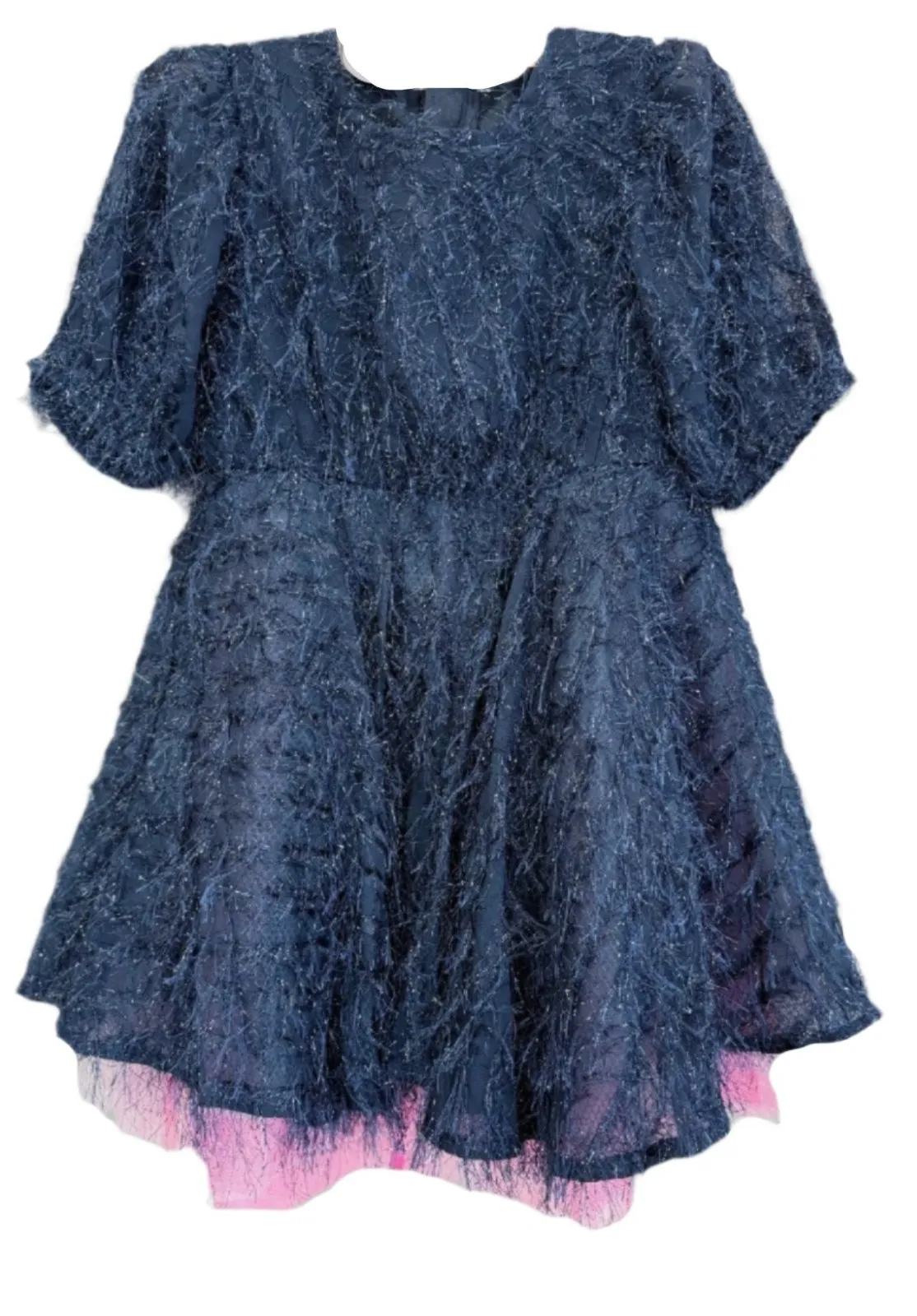 Billieblush Navy and Pink Flared Fringe Dress