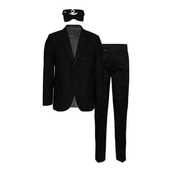 BLACK SATIN LAPEL 2 PIECE SUIT WITH BOW TIE