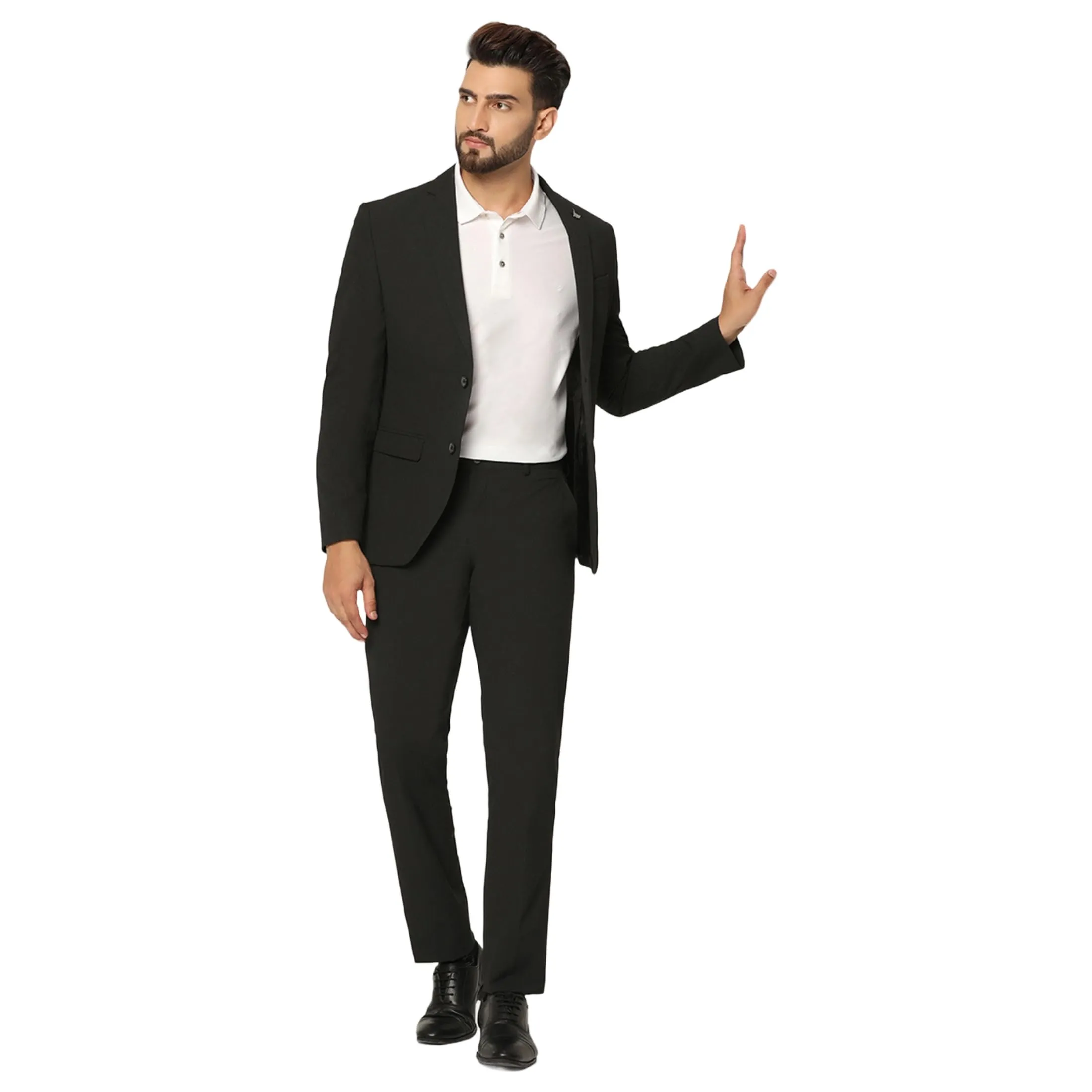 blackberrys Dobby Hybrid Formals Suits Notch Lapel in Slim FIT Gray