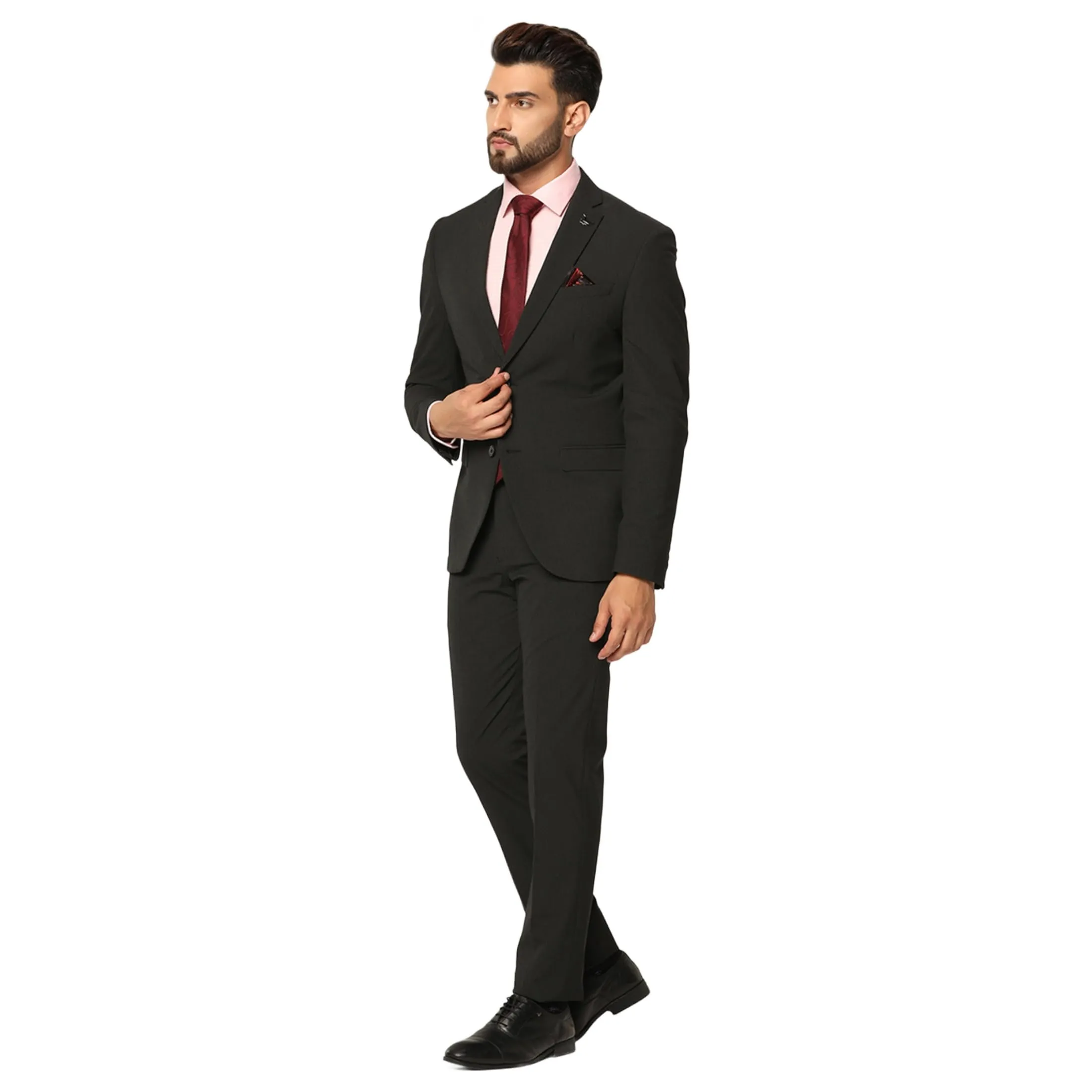 blackberrys Dobby Hybrid Formals Suits Notch Lapel in Slim FIT Gray