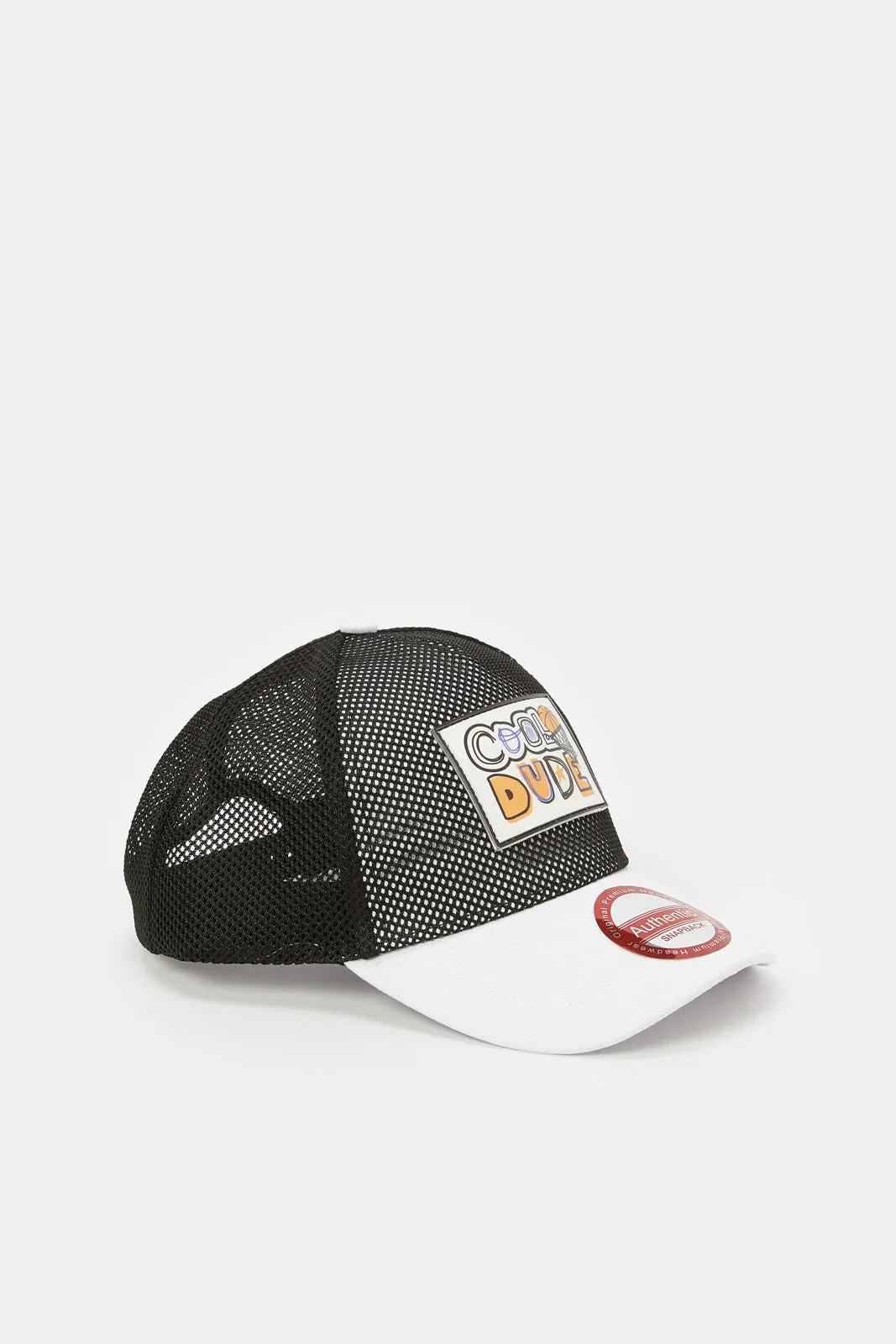 Boys Black And White Cap With Patch