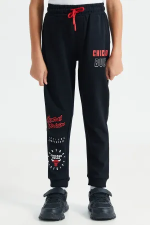 Boys Black Chicago Bulls Printed Track Pants