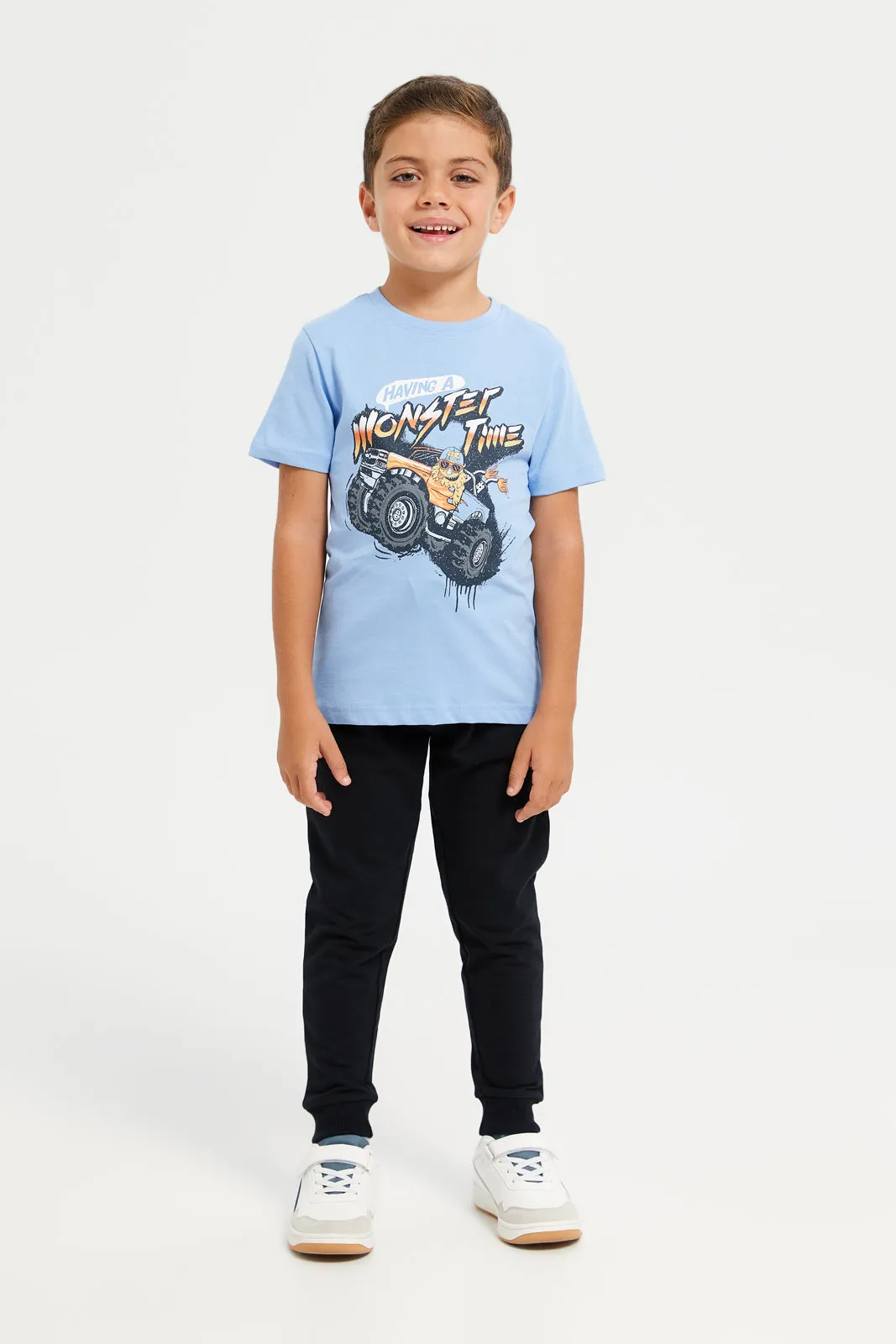 Boys Blue Monster Time Graphic T-Shirt