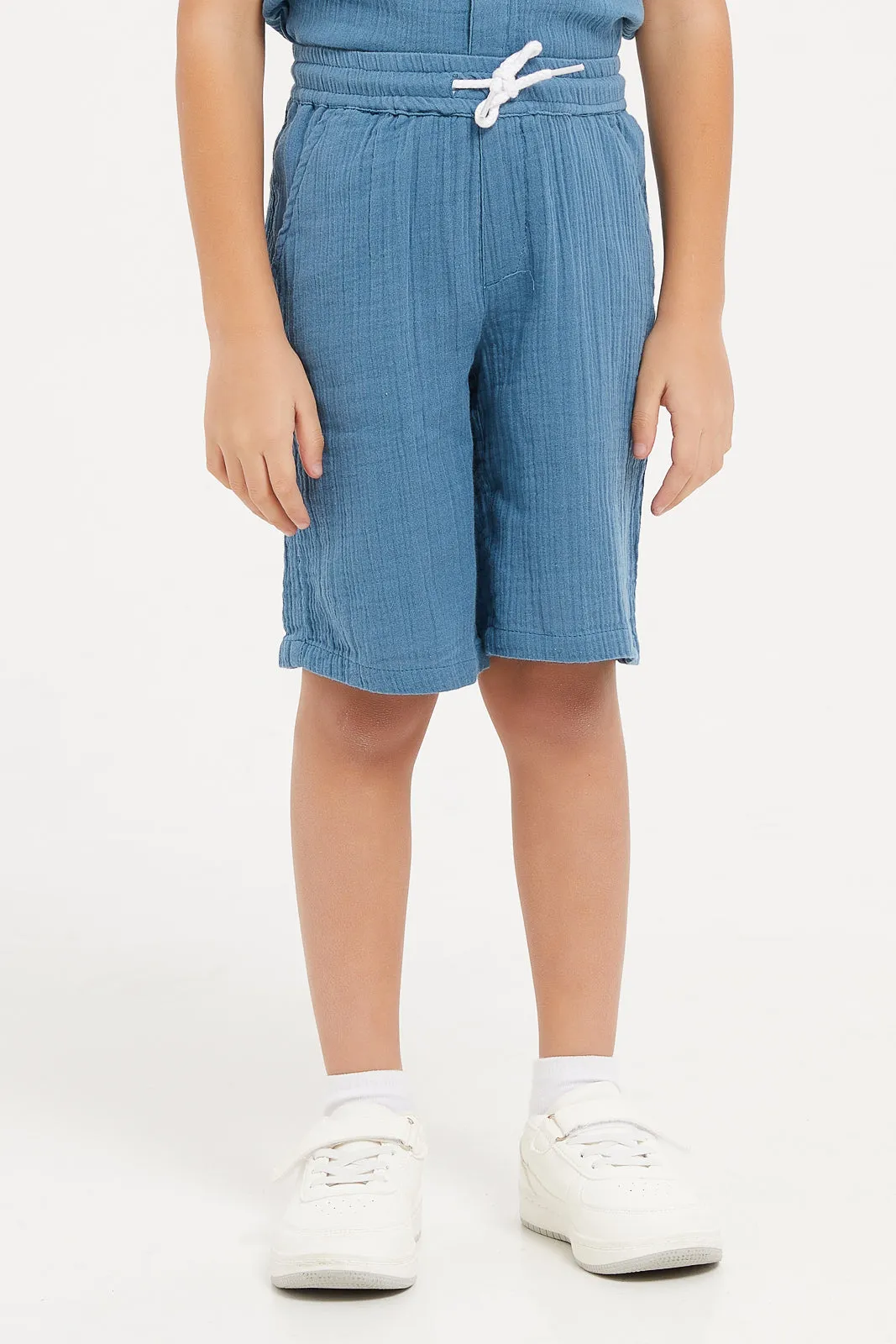 Boys Blue Shirt And Short Set (2 Piece)