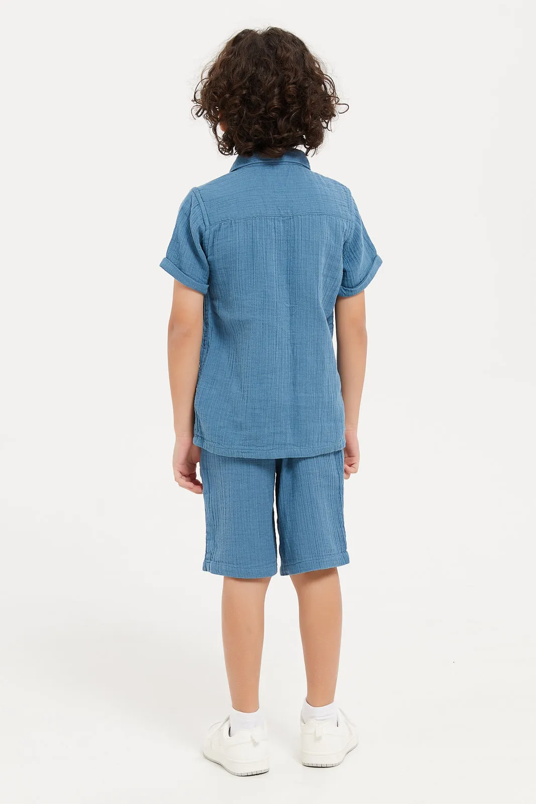 Boys Blue Shirt And Short Set (2 Piece)