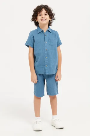 Boys Blue Shirt And Short Set (2 Piece)