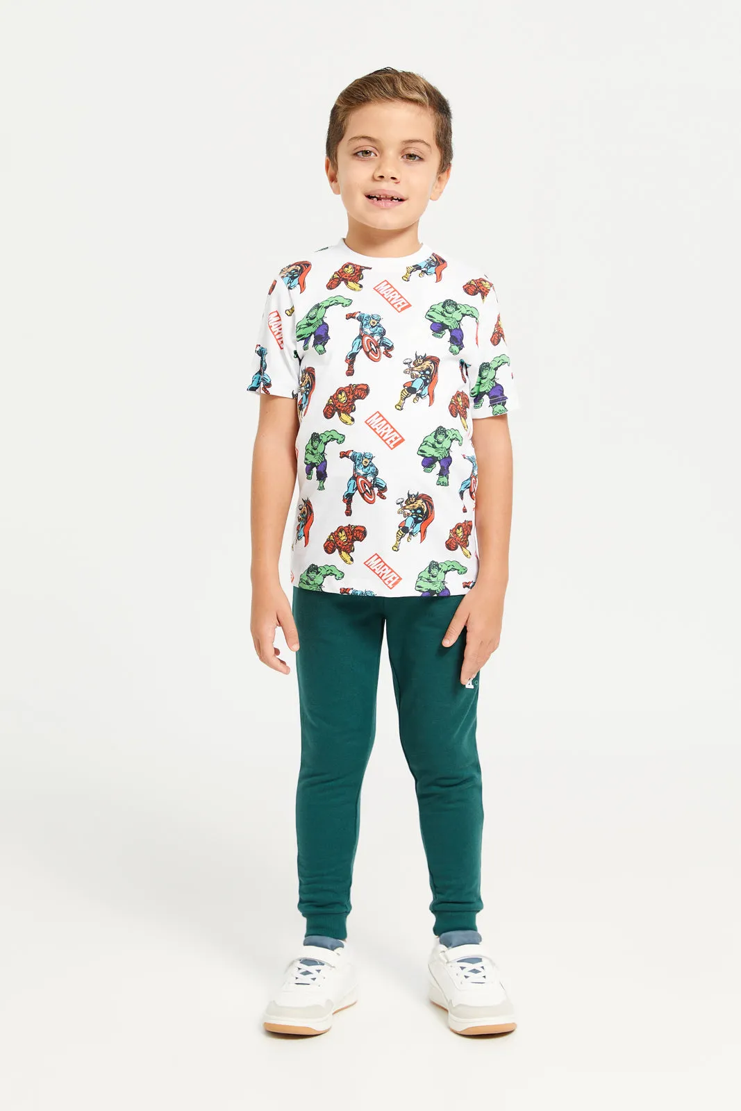 Boys Green Side Print Active Pant