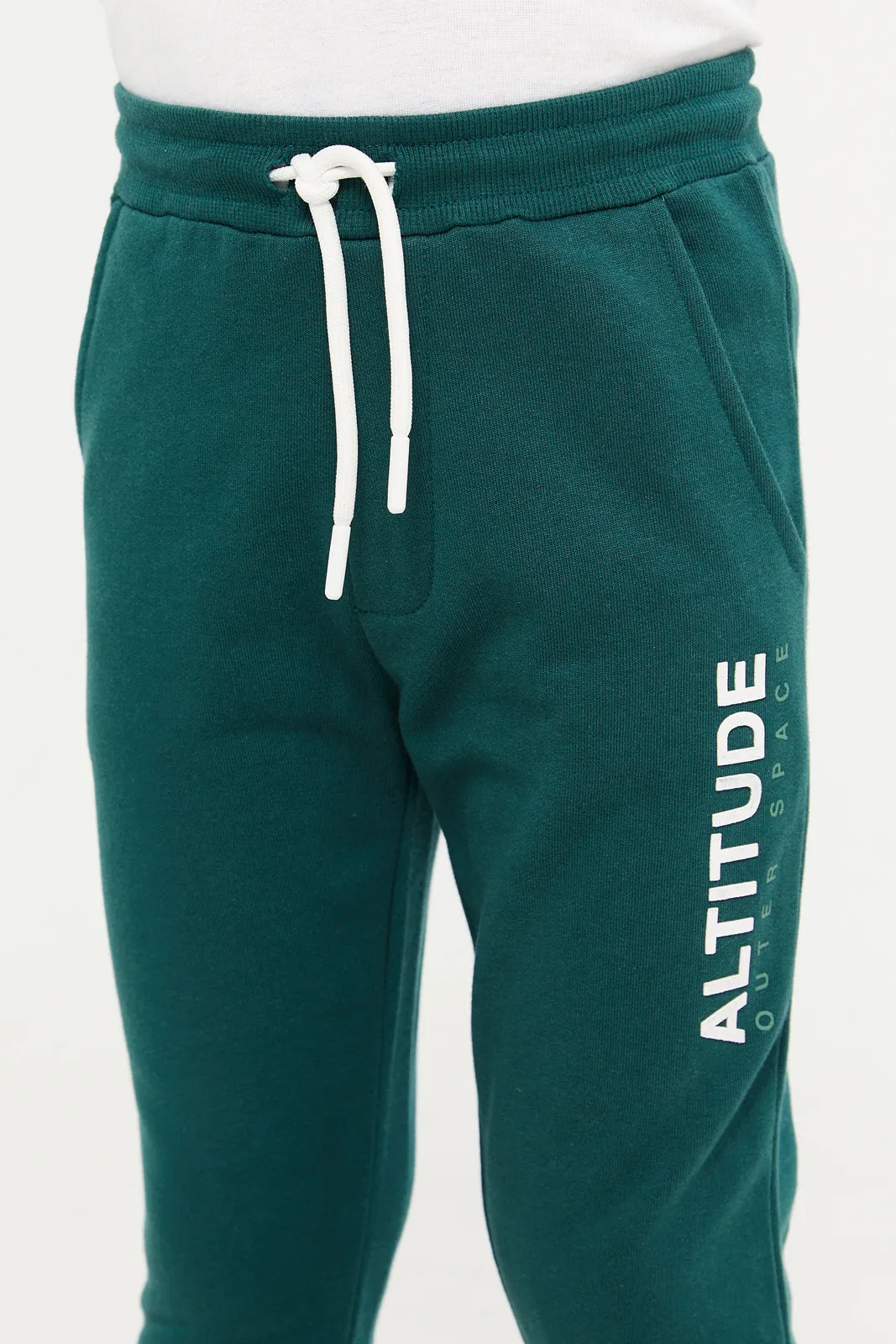 Boys Green Side Print Active Pant