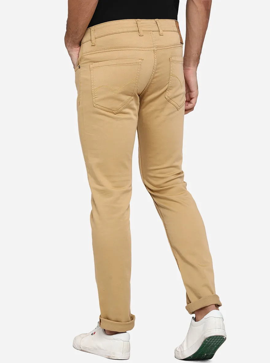 Camel Brown Washed Slim Fit Jeans | JadeBlue