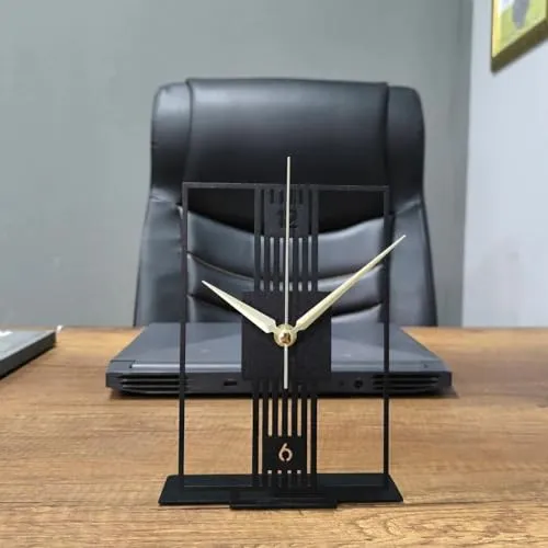 Cartvilla Metal Office Tabletop Clock, Bookshelf Metal Clock, Business Office Decor, Modern Home Decor, Above Desk Clock, Silent Unique Metal Clock 8 INCH