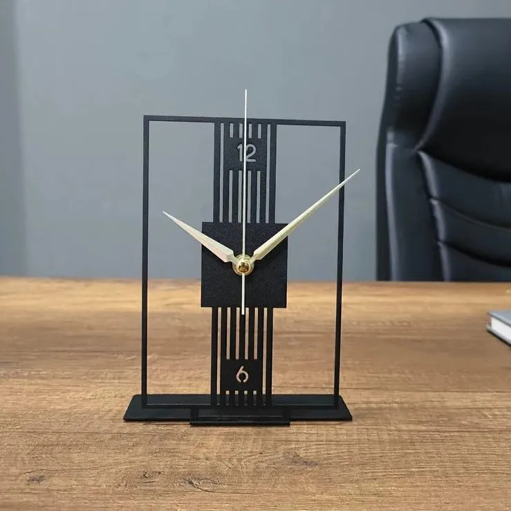 Cartvilla Metal Office Tabletop Clock, Bookshelf Metal Clock, Business Office Decor, Modern Home Decor, Above Desk Clock, Silent Unique Metal Clock 8 INCH