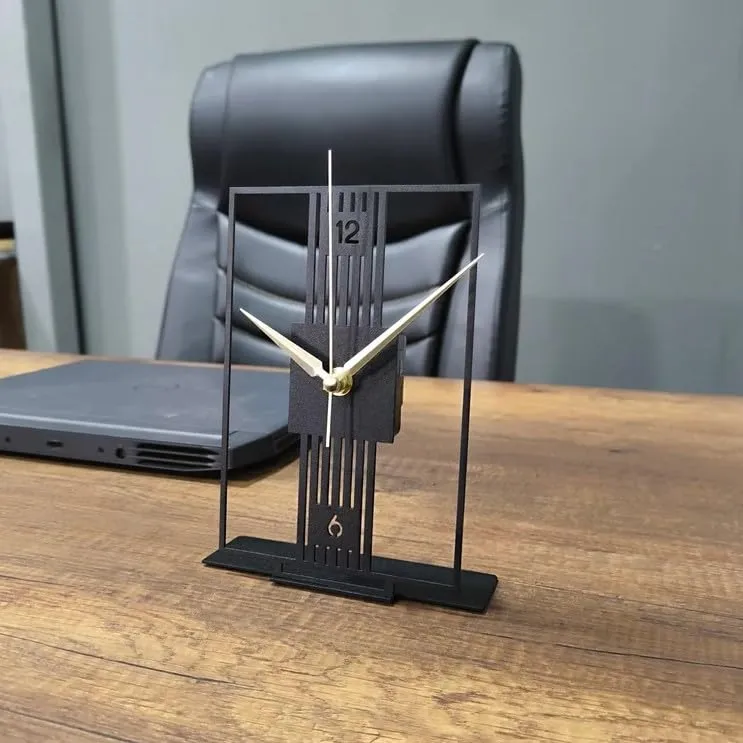 Cartvilla Metal Office Tabletop Clock, Bookshelf Metal Clock, Business Office Decor, Modern Home Decor, Above Desk Clock, Silent Unique Metal Clock 8 INCH