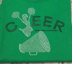 Cheerleader Megaphone Rhinestone T-shirt