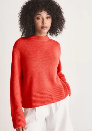 Cropped Cashmere Sweatshirt in Hot Coral