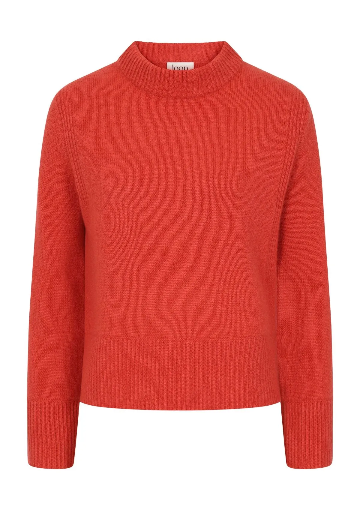 Cropped Cashmere Sweatshirt in Hot Coral