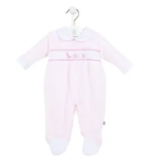 Dandelion Toys Smocked Velour Sleepsuit