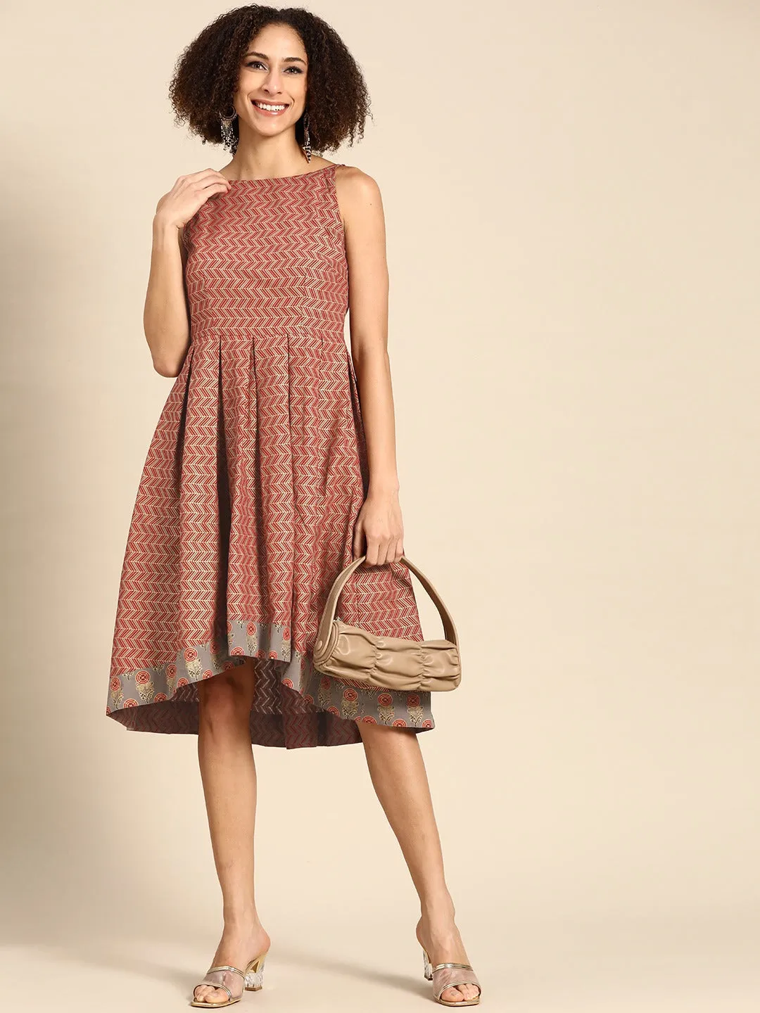 Deep back box pleated Dress