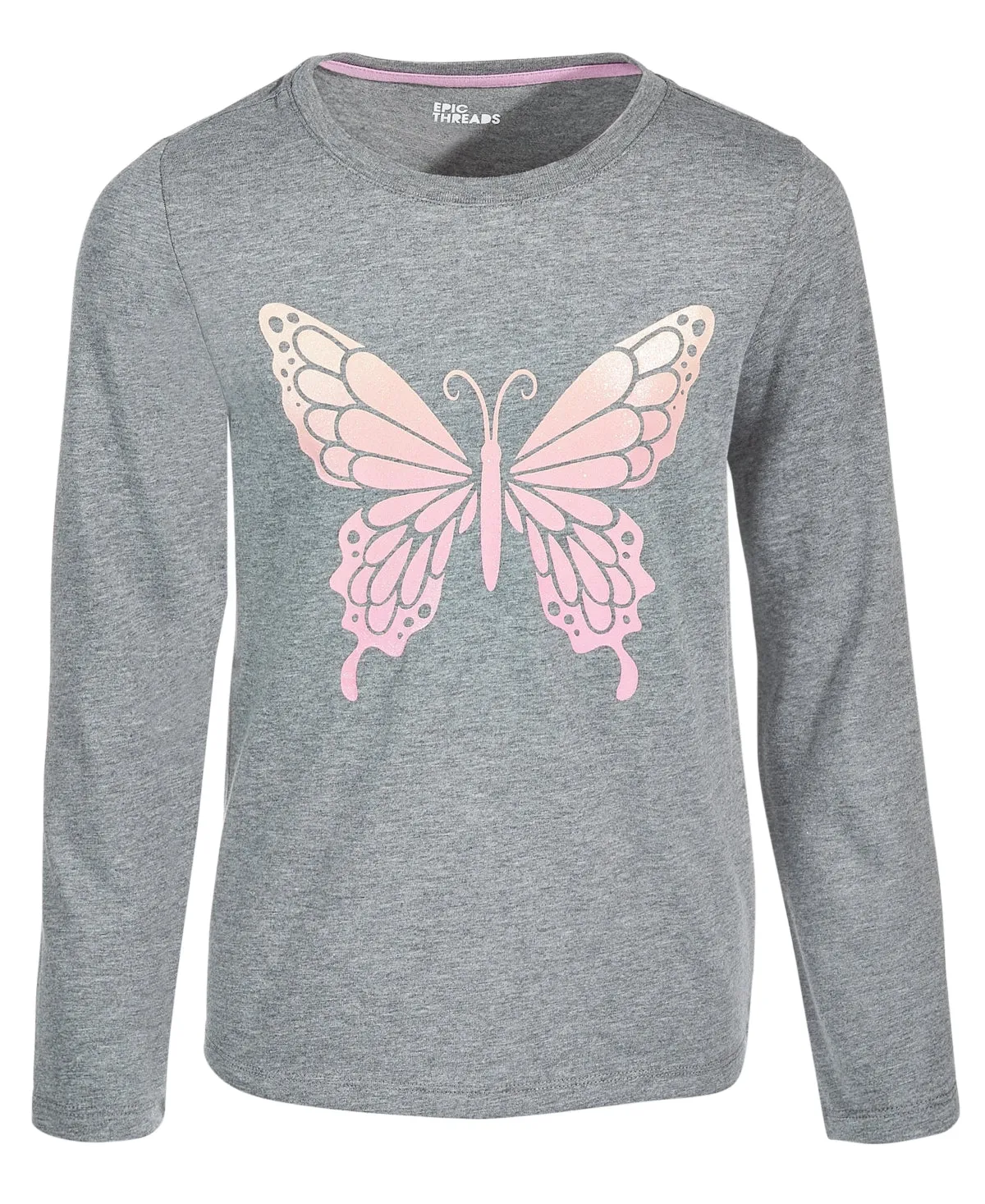 Epic Threads Big Girls Ombre Butterfly Graphic Long-Sleeve T-shirt