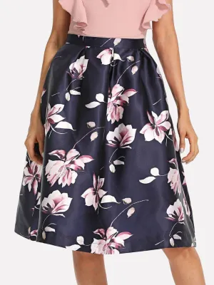 Flower Print Volume Skirt