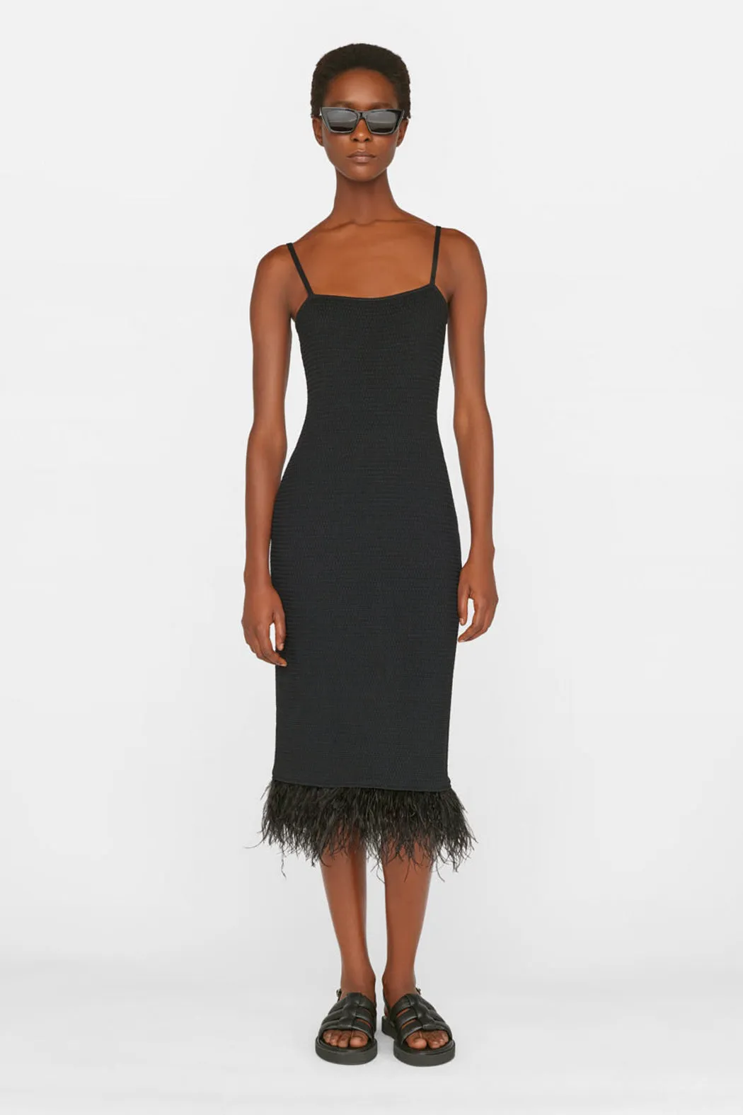 Frame - Crochet Feather Dress in Noir