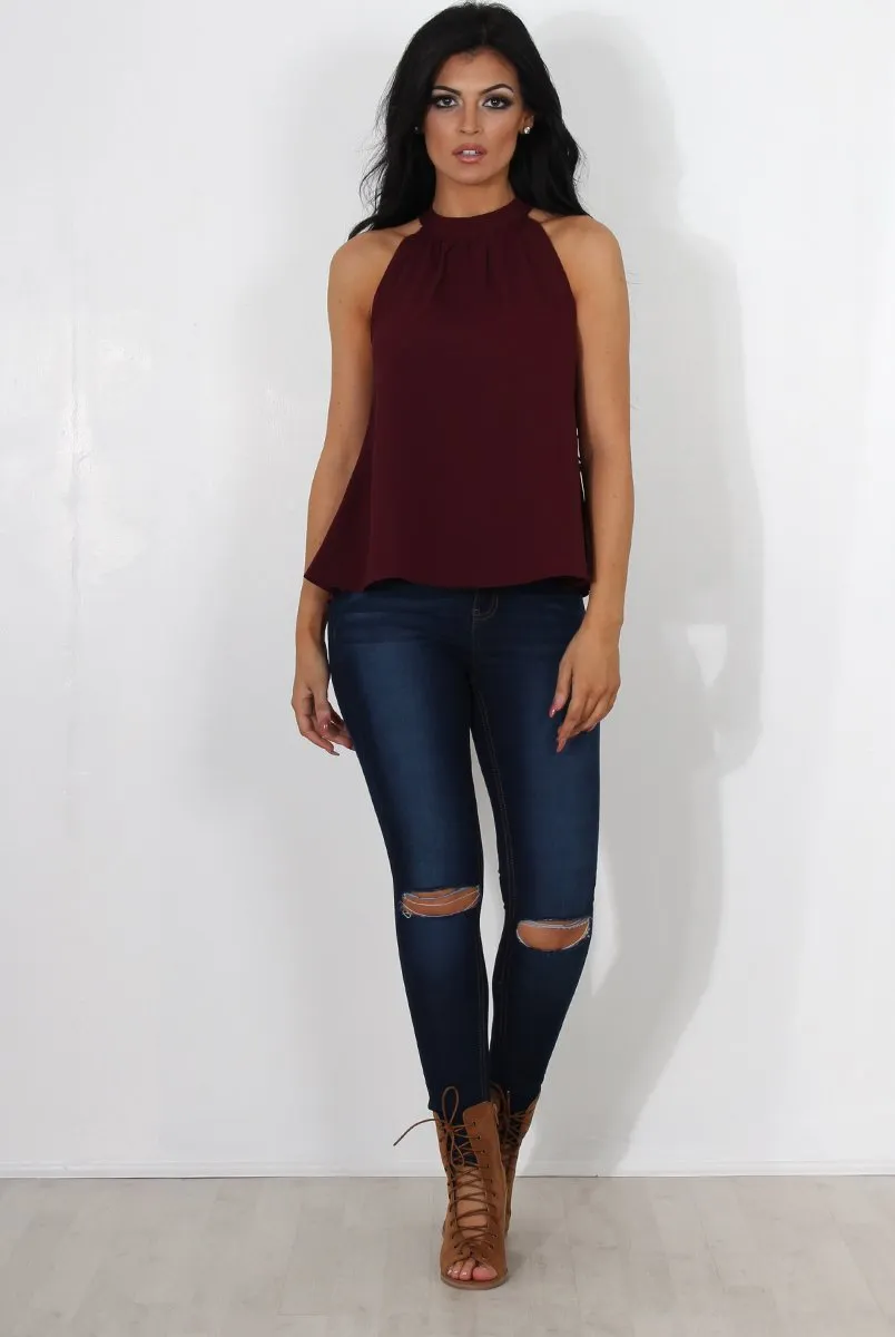 Francis Wine High Neck Top