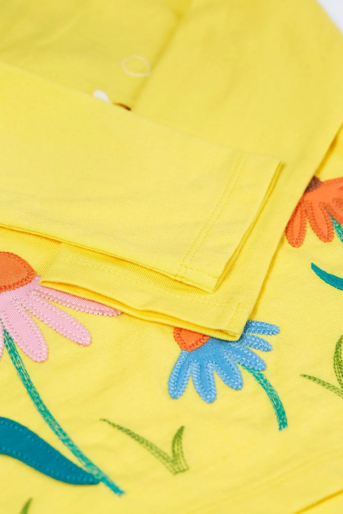 Frugi Carmen Applique Top Banana Echinacea