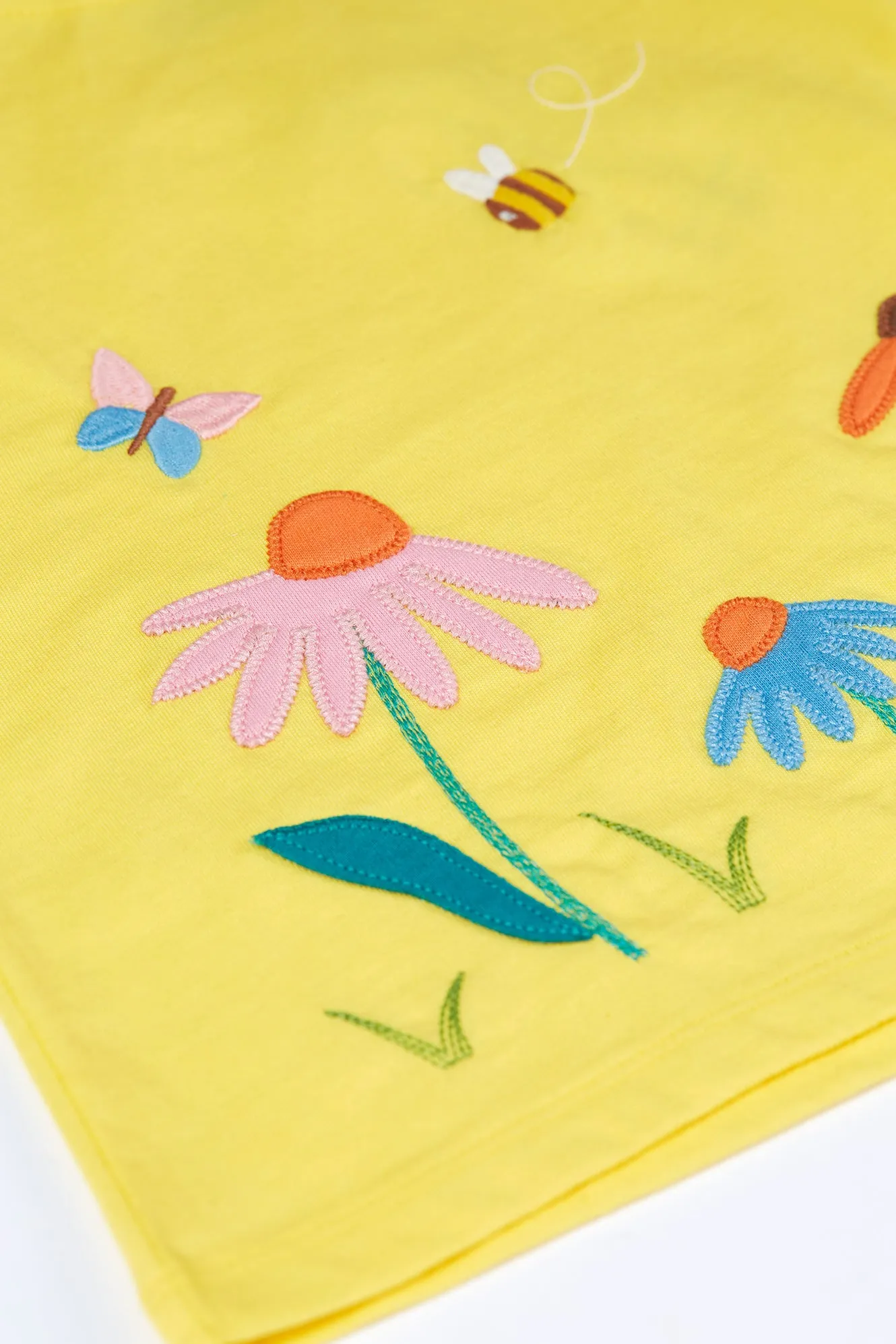 Frugi Carmen Applique Top Banana Echinacea