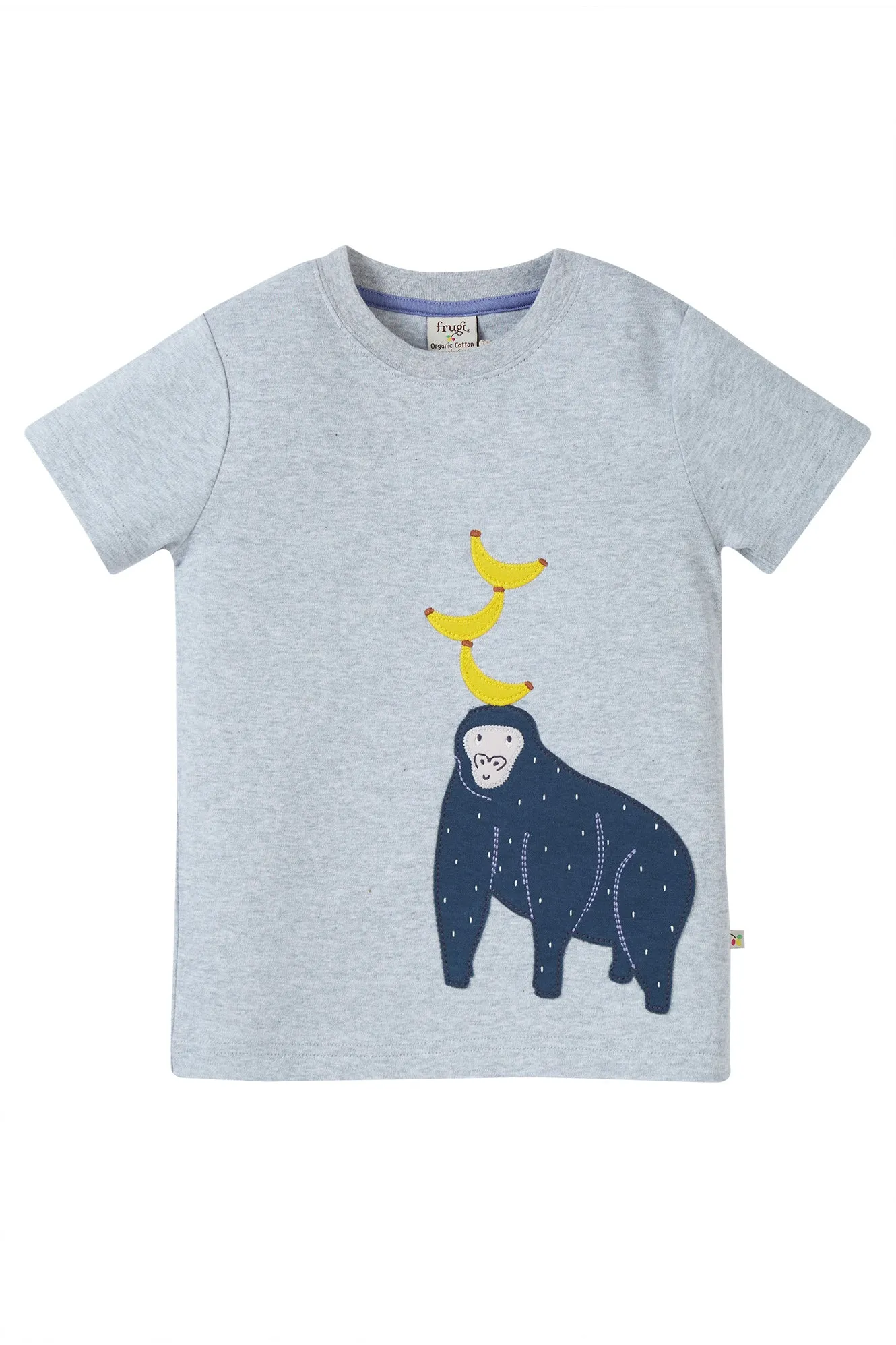 Frugi Carsen Applique T Shirt Marl Gorilla