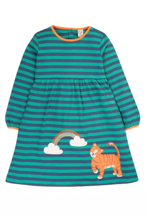 Frugi Dolcie Dress Iguana Stripe Tiger