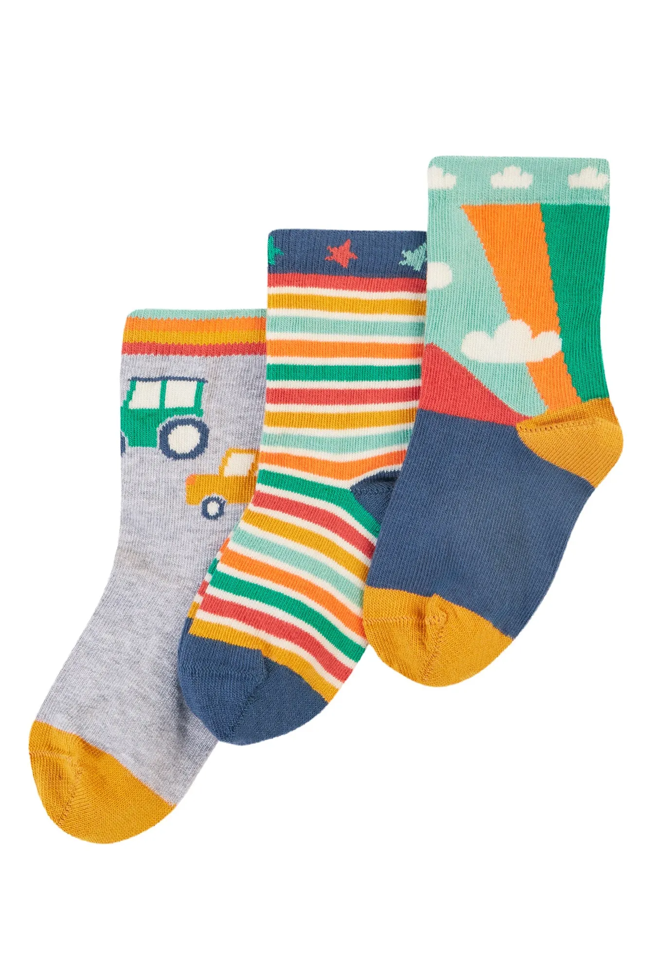 Frugi Little Socks 3 Pack Cars