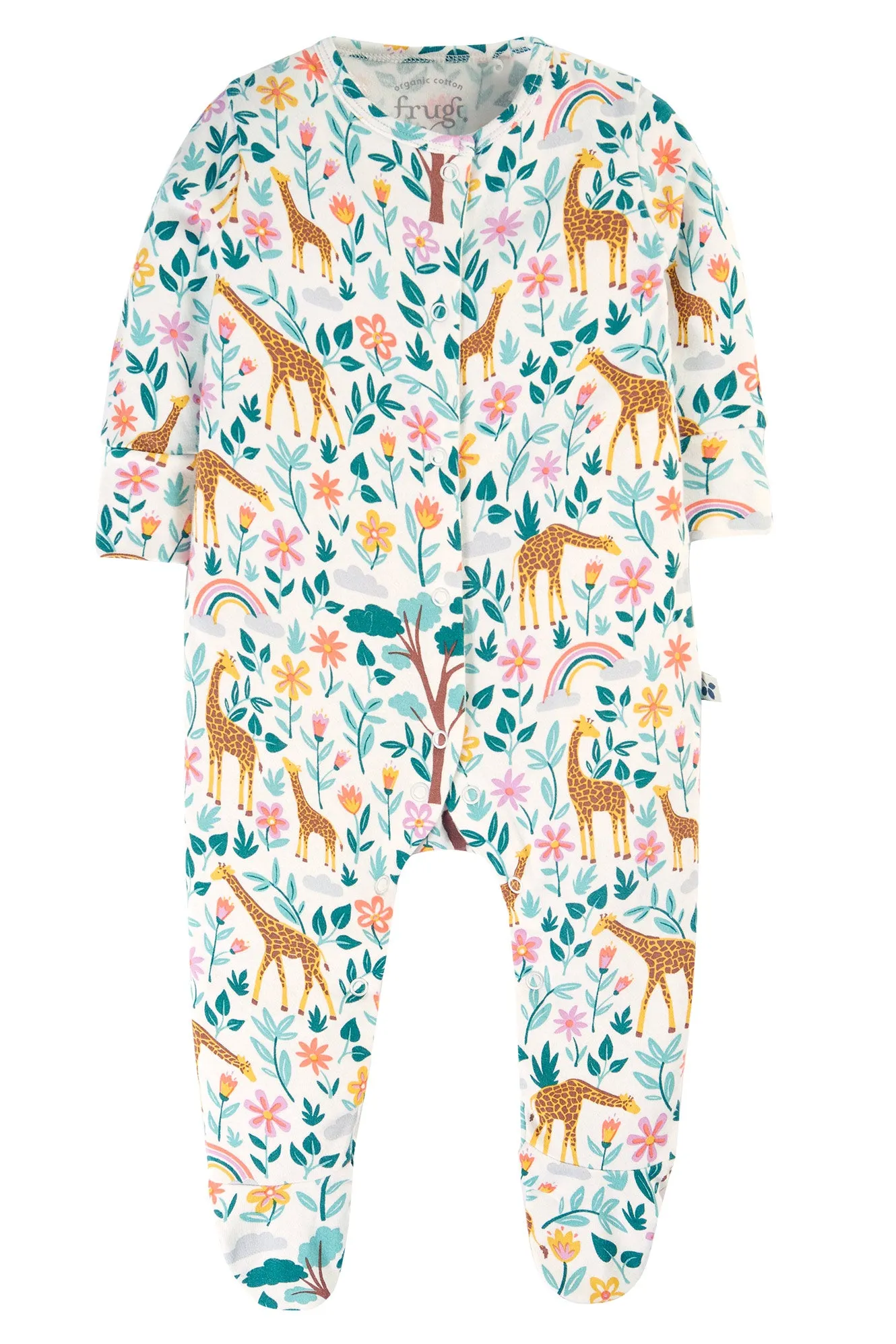 Frugi Lovely Babygrow Soft White Giraffes