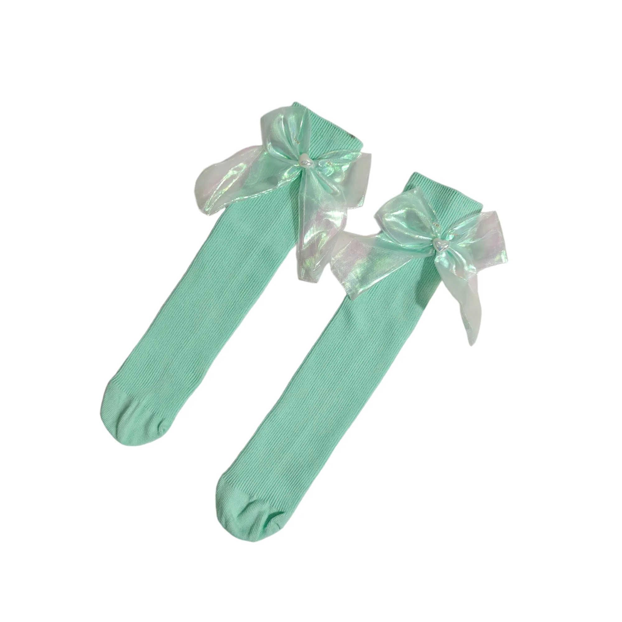 GIRLS' SATIN BOW KOREAN STYLE FREE SIZE LONG SOCKS