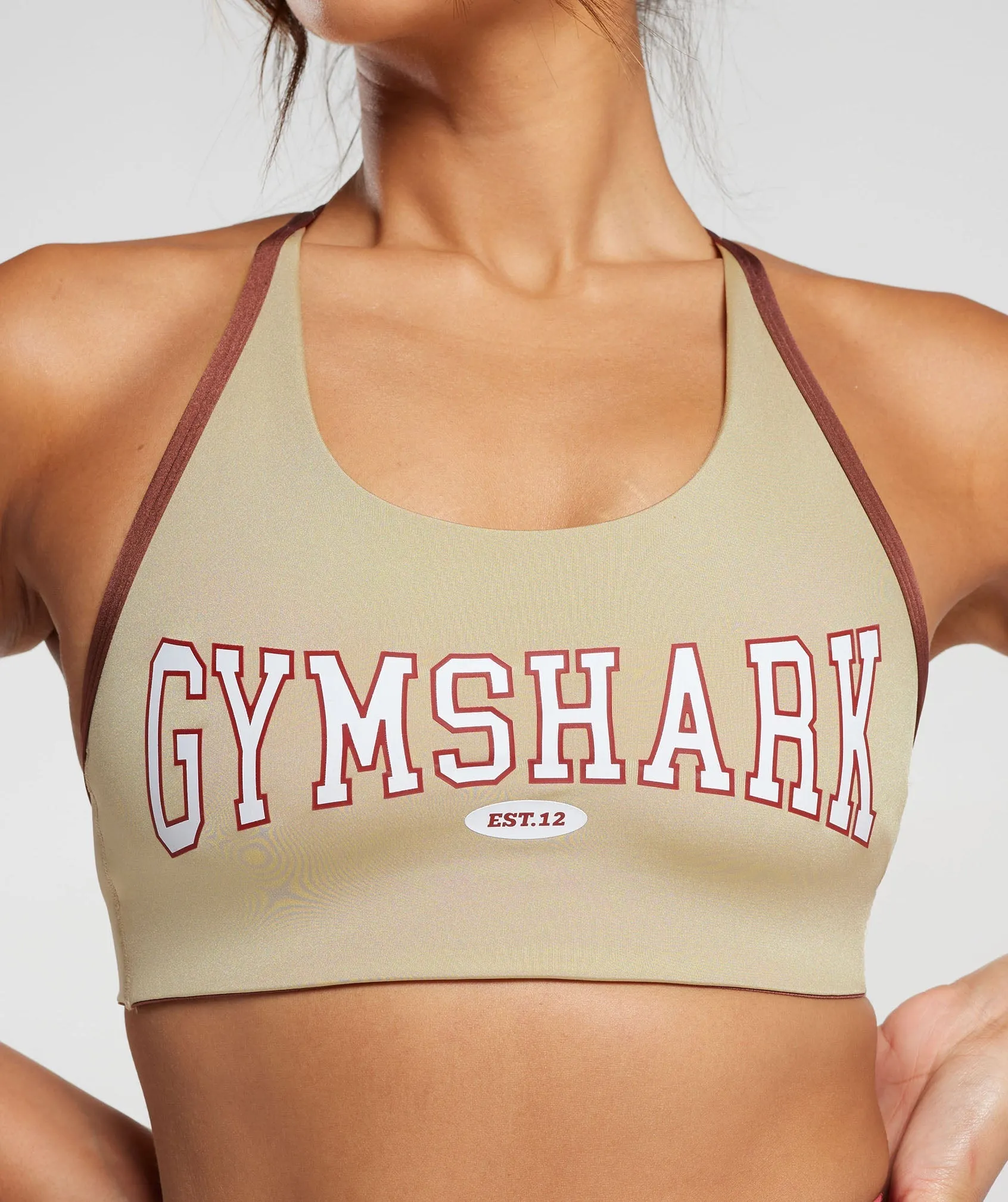 Gymshark Retro Club Sports Bra - Desert Beige/Rust Brown